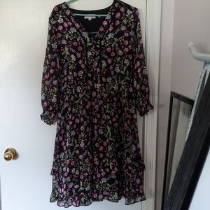 Nanette Lepore Floral Print Long Sleeve Midi Dress Size 8.